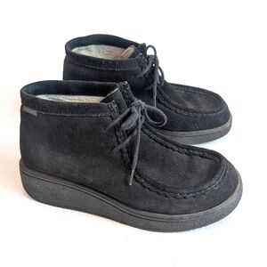 Y2K REPORT Koala Women's Black Suede Lace-up Chukka Chunky Ankle Boots Size 7.5